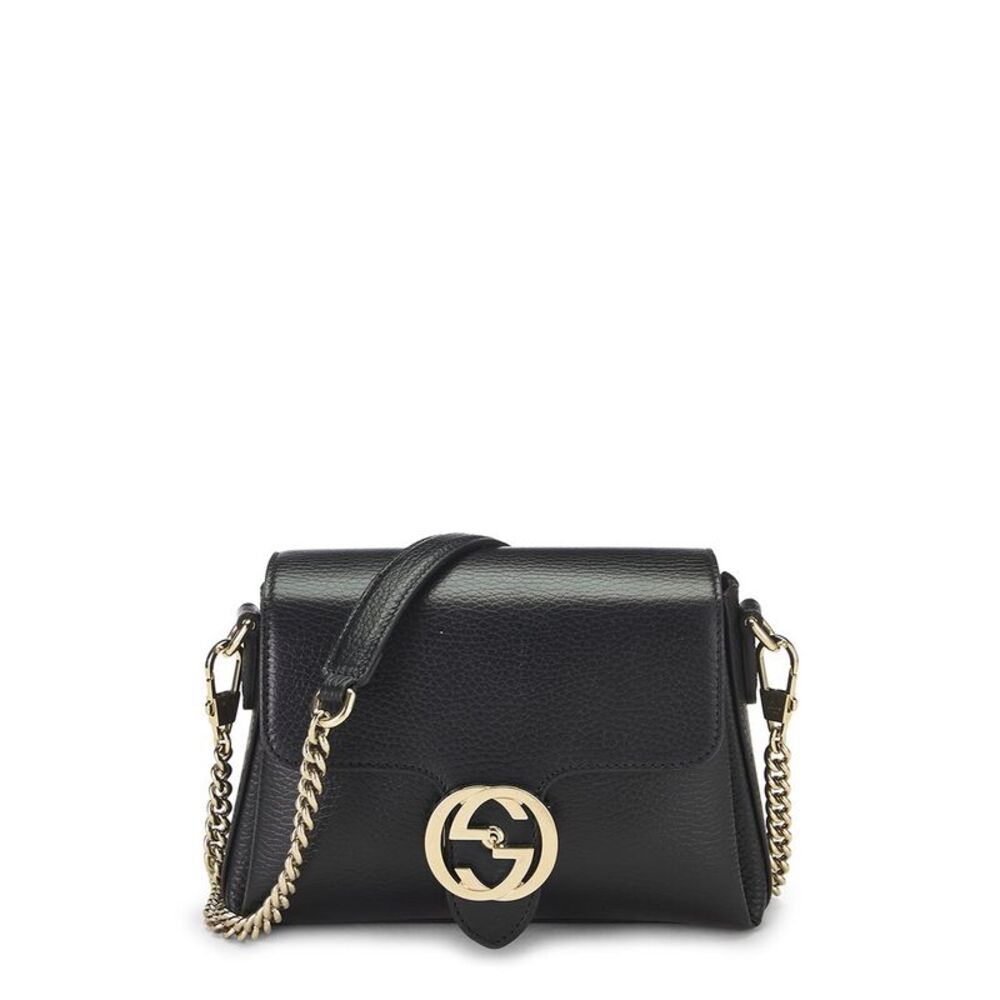 Gucci Black Leather Interlocking Shoulder Bag Small (Authentic Pre-Loved)